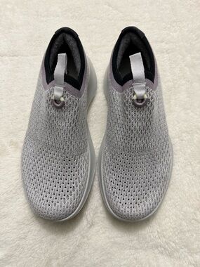 allbirds Women's Slip-On Knit Sneakers in Light Gray with Lavender Accent